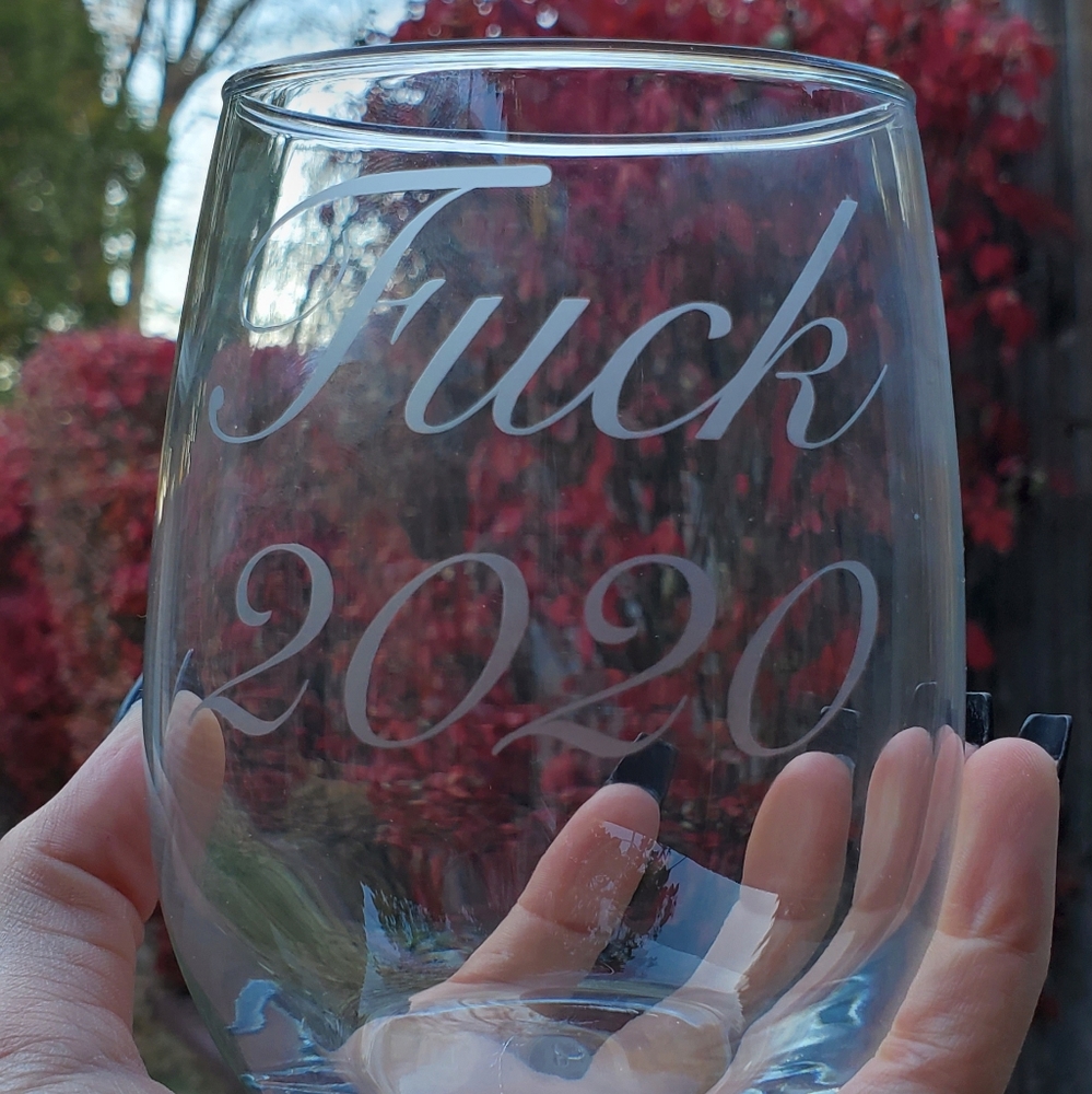 Fuck2020 stemless wine glass